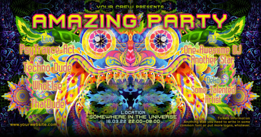 Barong Psychedelic Trance Party Promotion Facebook Event Cover Template