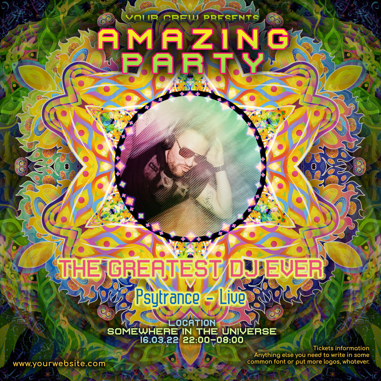 Barong Psychedelic Trance Party Promotion Instagram Post Featured Artist Template