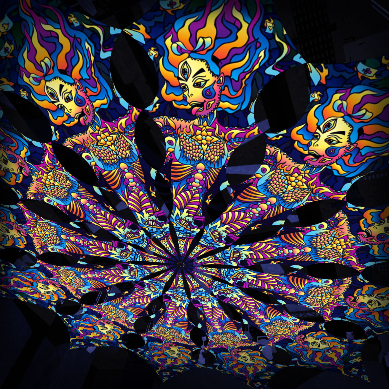 Acid Mother - Psychedelic UV Canopy - 12 petals set - 3D-Preview