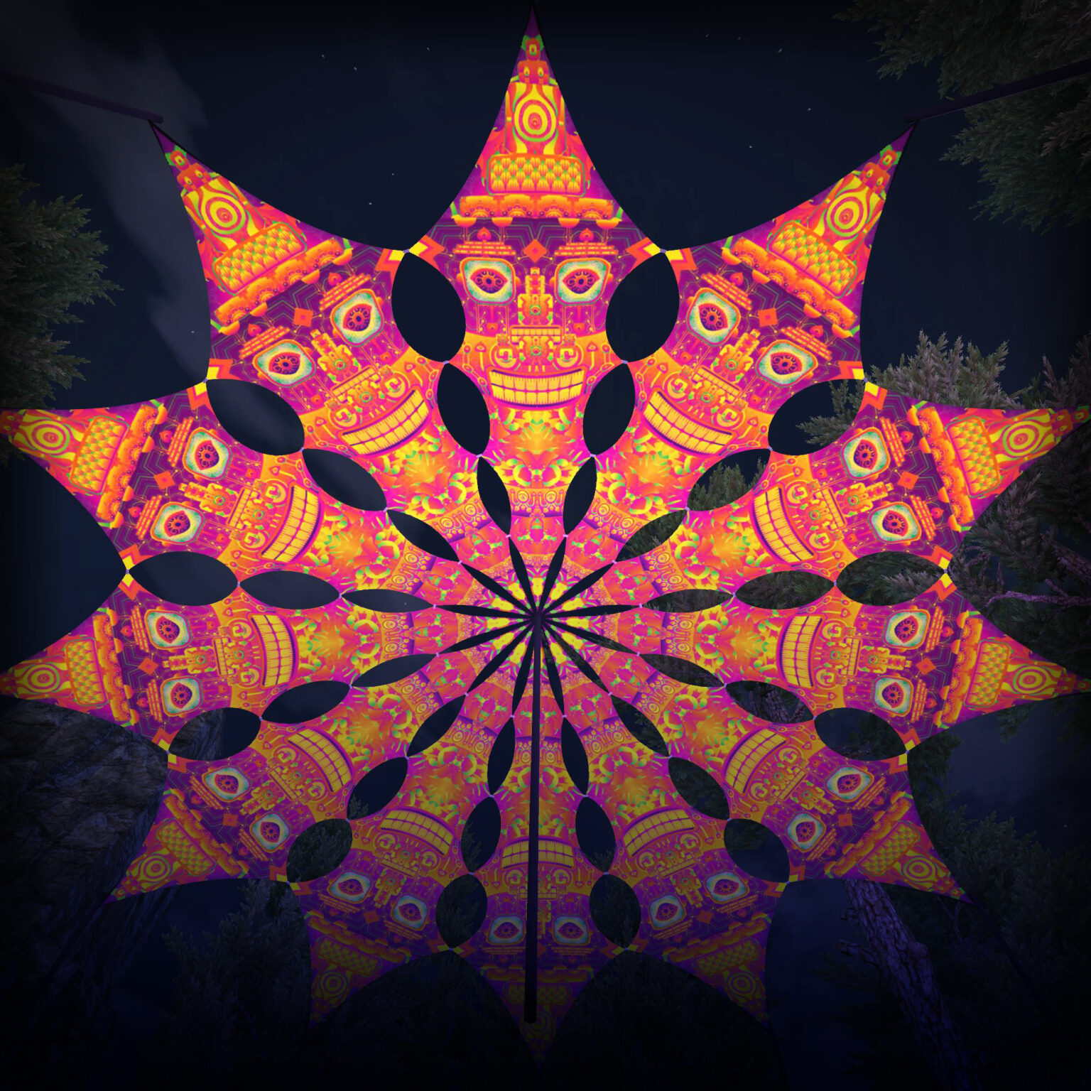 DMTizzin - Psychedelic UV Canopy - 12 petals set - 3D-Preview - Open Air Festival