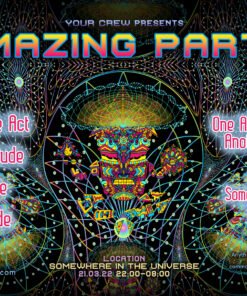 Mushroom God Psychedelic Trance Party Promotion A5 Flyer Template