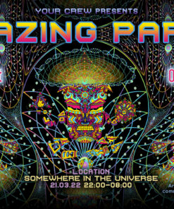 Mushroom God Psychedelic Trance Party Promotion Facebook Event Cover Template