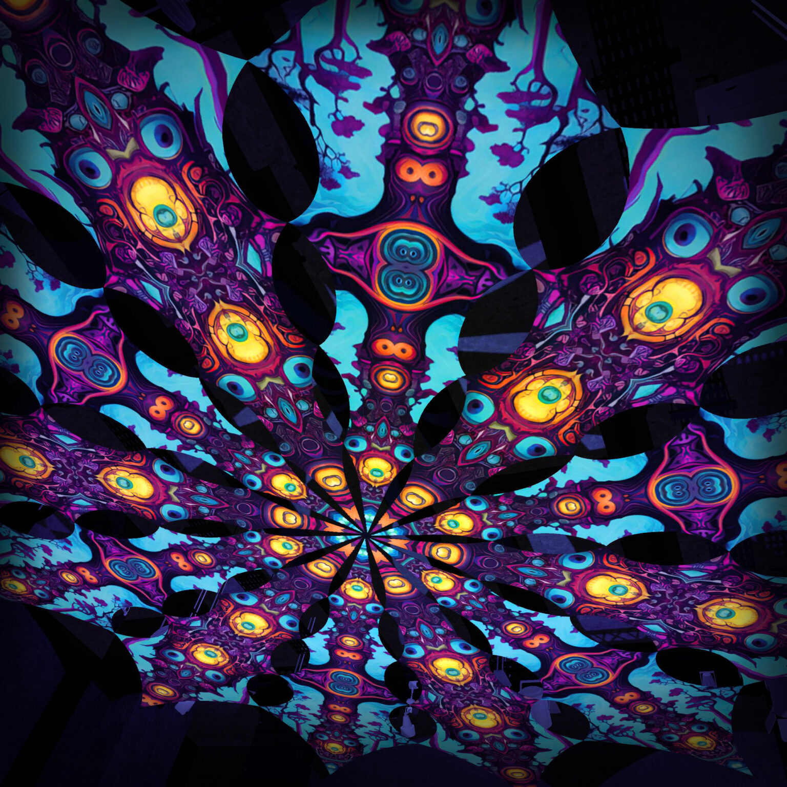 Cosmic Oracle & Divine Candle - Psychedelic UV Canopy - 12 petals set - 3D-Preview - Club