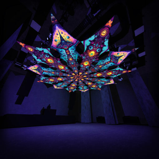 Divine Candle & Mushroom Temple - Psychedelic UV Canopy - 12 petals set - 3D-Preview - Club