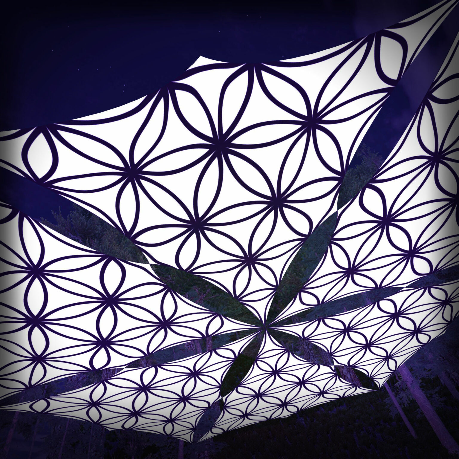 Flower of Life - FL-TR01 - Psychedelic Black&White Canopy - 6 triangles set - 3D-Preview - Forest