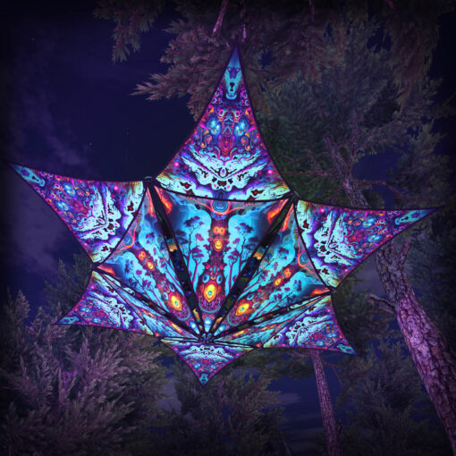 Mystic Spores - Hexagram and Pyramid - MS-HXP02 - UV-Canopy - Psychedelic Party Decoration - 3D-Preview