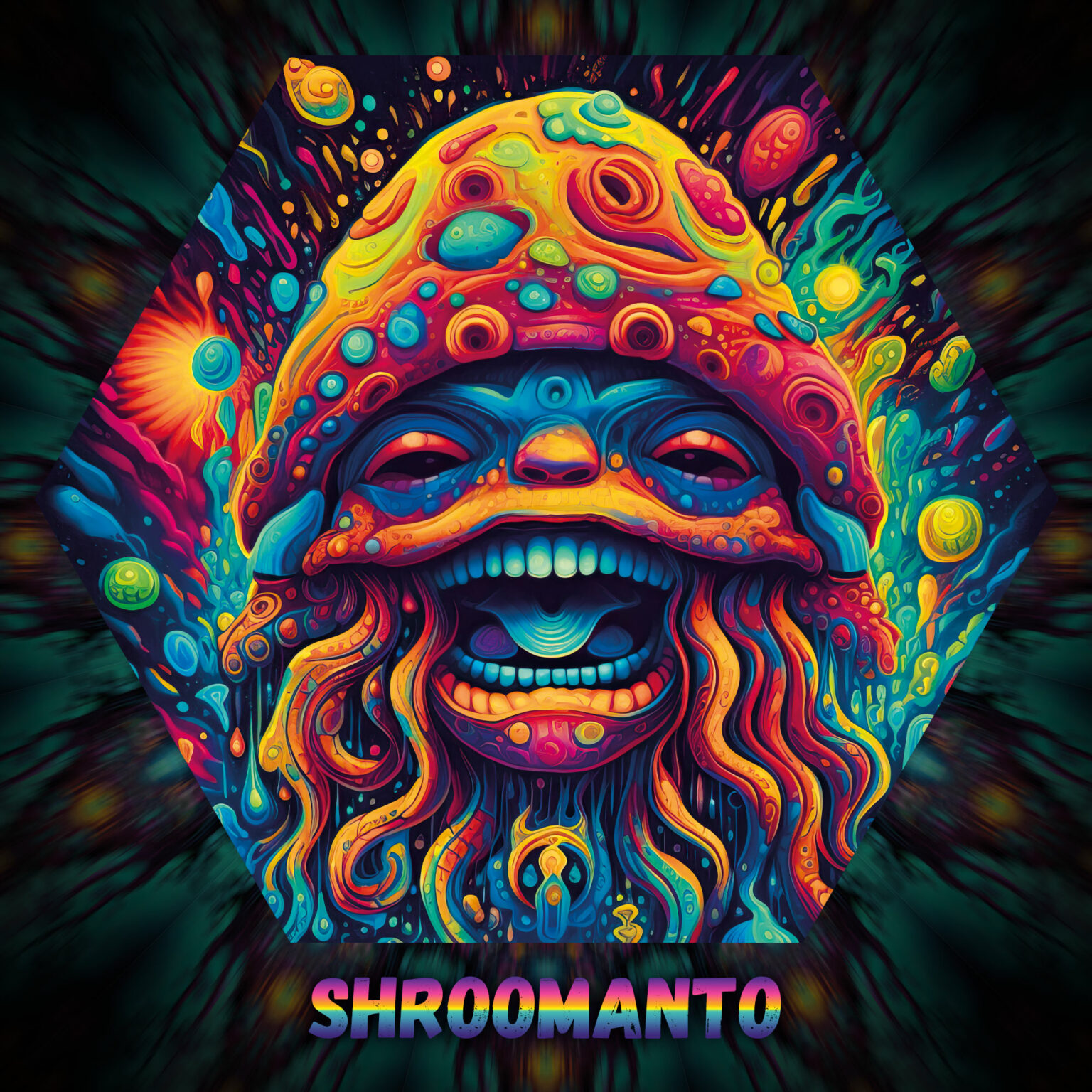 Shroomanto- UV-Hexagon - Psychedelic UV-Reactive Ceiling Decoration Element - Design Preview