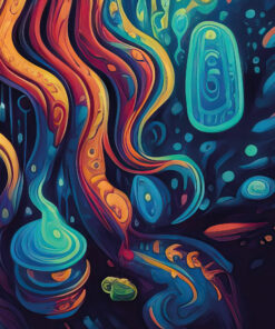 Magic Mushroom Shaman Shroomanto - Trippy Tapestry - Closeup