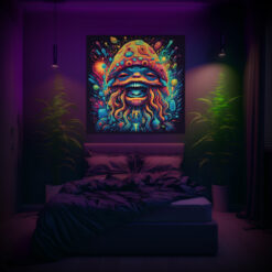 Magic Mushroom Shaman Shroomanto - Trippy Tapestry - Bedroom Preview