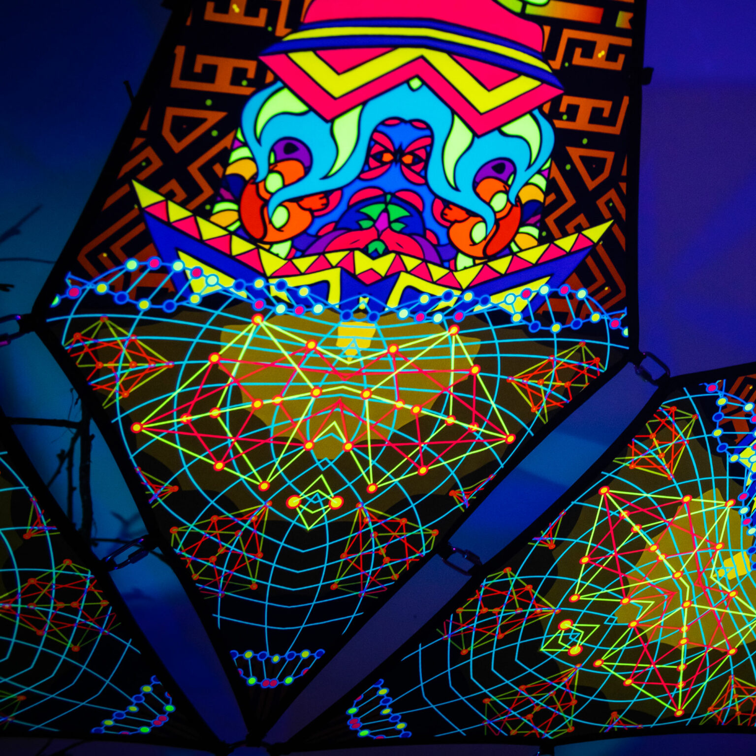 Trippy Pillar - Psychedelic UV Canopy - 6 petals set - Photo in UV-Light