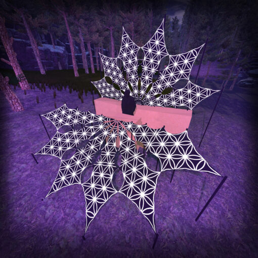 FL-PT02 - Psychedelic Black and White DJ-Stage - 12 petals set - 3D-Preview - Forest - "Flower of Life" Collection