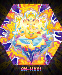 Lord Ganesha- UV-Hexagon - GN-HX01 - Psychedelic UV-Reactive Ceiling Decoration Element - Design Preview