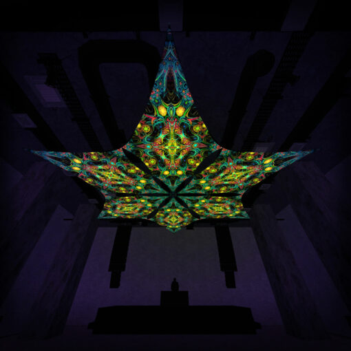 Reincarnation 2 - Hexagram R2-DM03 - Psychedelic UV-Canopy - 3D-Preview - Club