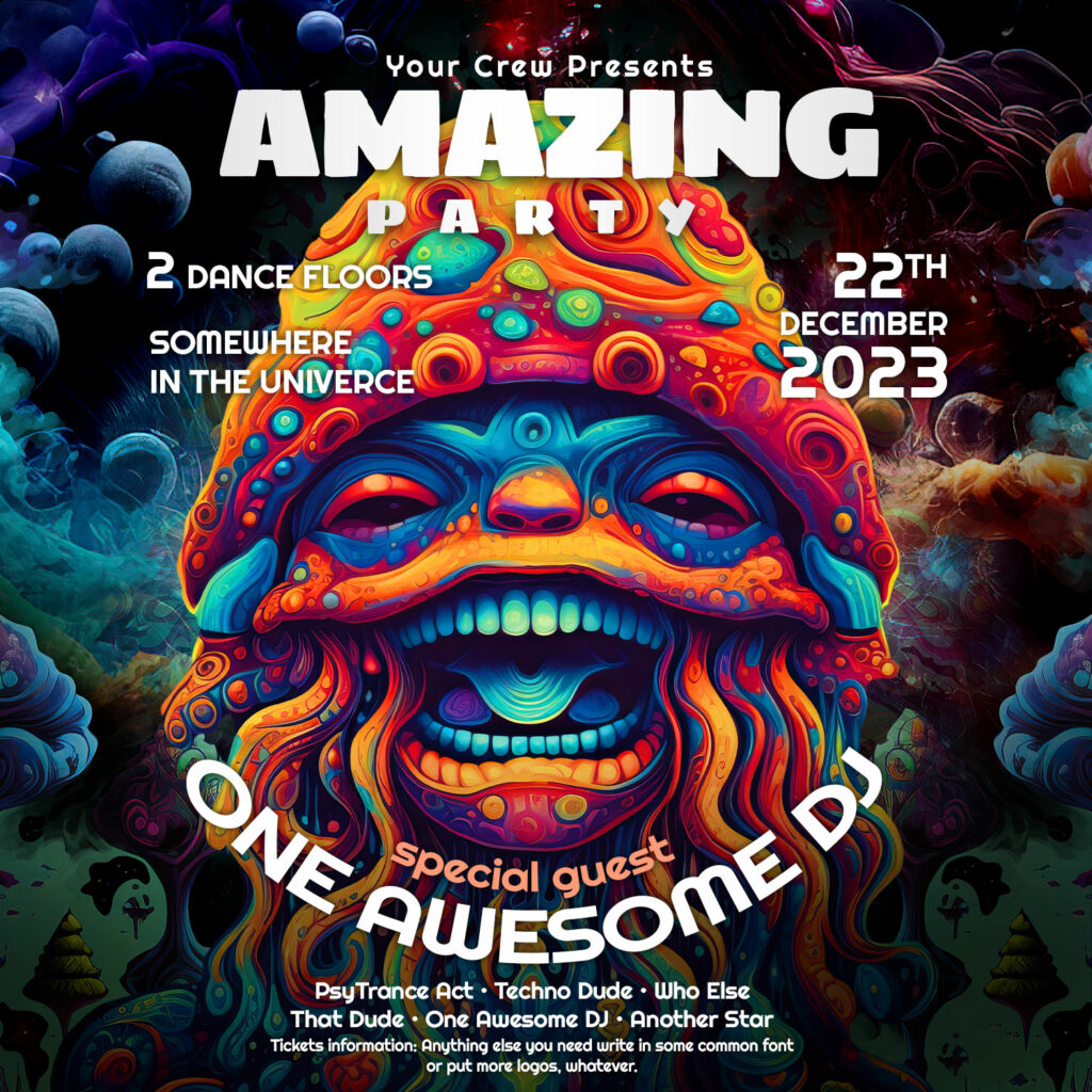 Shroomanto Psychedelic Trance Party Promotion - Instagram Post Template
