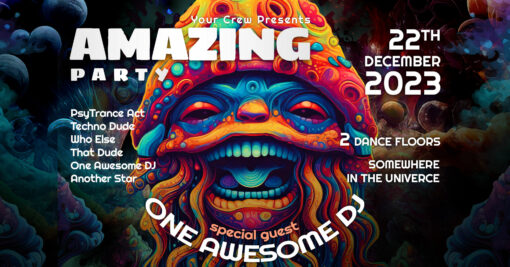 Shroomanto Psychedelic Trance Party Promotion - Facebook Event Cover Template
