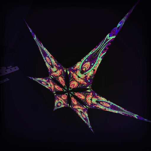 "Tropical Venom" UV-Reactive Canopy Ceiling Decoration 6 Petals 3D-Preview