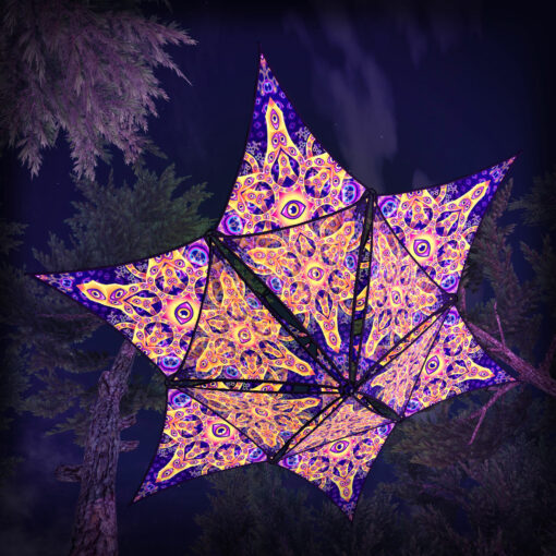 Abracadabra - Hexagram and Pyramid - AB-HXP01 - UV-Canopy - Psychedelic Party Decoration - 3D-Preview