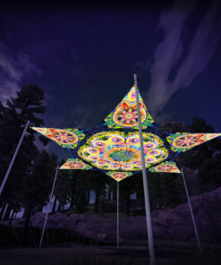 BR-HX02 Hexagon and 6 Triangles BR-TR02 - 3D-Preview - Forest - Psychedelic UV-Reactive Canopy – Ceiling Decoration