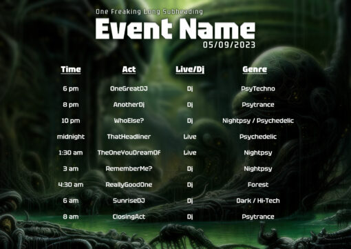 Chimera Protocol Psychedelic Trance Party Promotion - Timetable Template