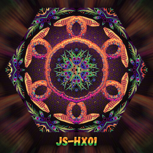 Jungle Snakes - UV-Hexagon - JS-HX01 - Psychedelic UV-Reactive Ceiling Decoration Element - Design Preview