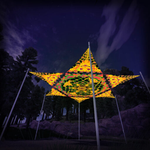 LB-HX01 Hexagon and 6 Triangles LB-TR01 - 3D-Preview - Forest - Psychedelic UV-Reactive Canopy – Ceiling Decoration