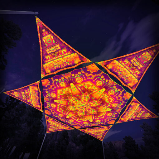 LB-HX02 Hexagon and 6 Triangles LB-TR02 - 3D-Preview - Forest - Psychedelic UV-Reactive Canopy – Ceiling Decoration