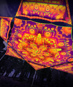 LB-HX02 Hexagon and 6 Triangles LB-TR02 - 3D-Preview - Forest - Psychedelic UV-Reactive Canopy – Ceiling Decoration