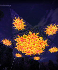 WT-HX01 Hexagon and 6 Triangles WT-TR01 - 3D-Preview - Forest - Psychedelic UV-Reactive Canopy – Ceiling Decoration
