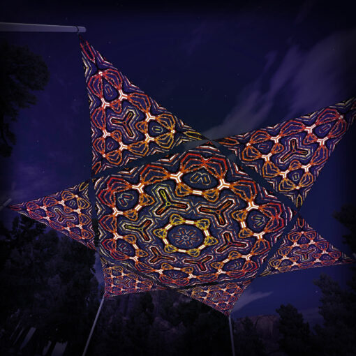 WT-HX02 Hexagon and 6 Triangles WT-TR02 - 3D-Preview - Forest - Psychedelic UV-Reactive Canopy – Ceiling Decoration