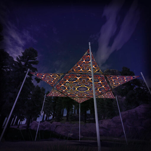 WT-HX02 Hexagon and 6 Triangles WT-TR02 - 3D-Preview - Forest - Psychedelic UV-Reactive Canopy – Ceiling Decoration