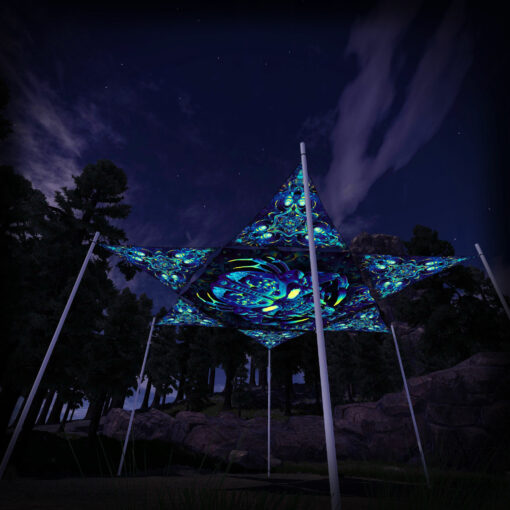 CP-HX01 Hexagon and 6 Triangles CP-TR01 - 3D-Preview - Forest - Psychedelic UV-Reactive Canopy – Ceiling Decoration