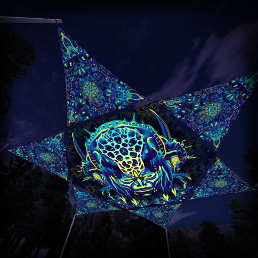 CP-HX02 Hexagon and 6 Triangles CP-TR02 - 3D-Preview - Forest - Psychedelic UV-Reactive Canopy – Ceiling Decoration