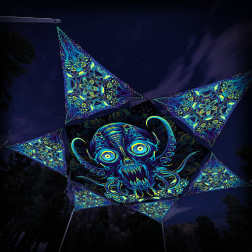 CP-HX03 Hexagon and 6 Triangles CP-TR03 - 3D-Preview - Forest - Psychedelic UV-Reactive Canopy – Ceiling Decoration