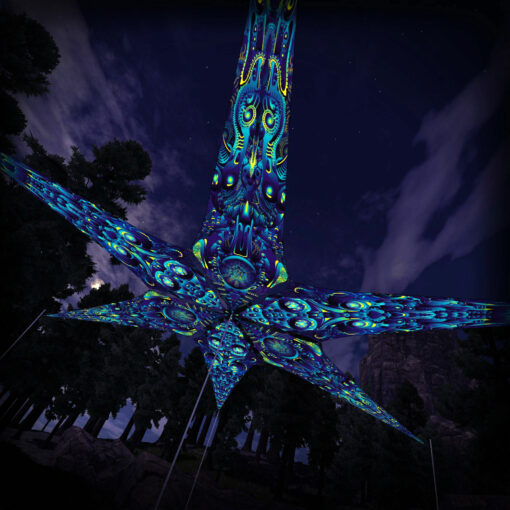 "Cyber Nexus" and "Neuro Hybrid" UV-Reactive Canopy Ceiling Decoration 6 Petals 3D-Preview