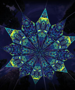 "Neuro Hybrid" and "Octo Bioforge" UV-Reactive Canopy Ceiling Decoration 12 Petals 3D-Preview
