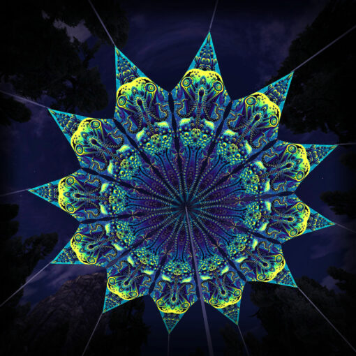 "Octo Bioforge" UV-Reactive Canopy Ceiling Decoration 12 Petals 3D-Preview
