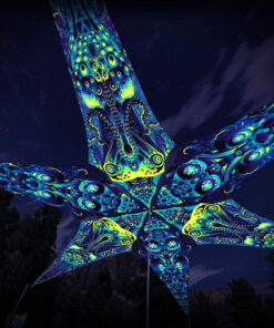 "Octo Bioforge" and "Cyber Nexus" UV-Reactive Canopy Ceiling Decoration 6 Petals 3D-Preview
