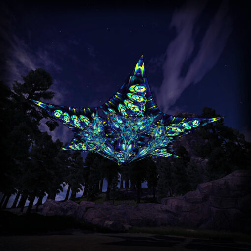 Chimera Protocol - Hexagram and Pyramid - CP-HXP01 - UV-Canopy - Psychedelic Party Decoration - 3D-Preview