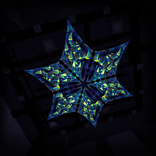 Hexagram "CP-DM02-R" and "CP-DM02-L" UV-Reactive Canopy Ceiling Decoration 6 UV-Diamonds 3D-Preview