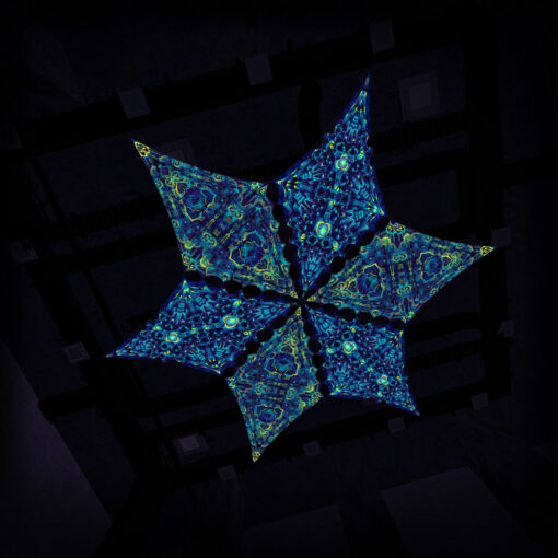 Hexagram "CP-DM03" and "CP-DM04" UV-Reactive Canopy Ceiling Decoration 6 UV-Diamonds 3D-Preview