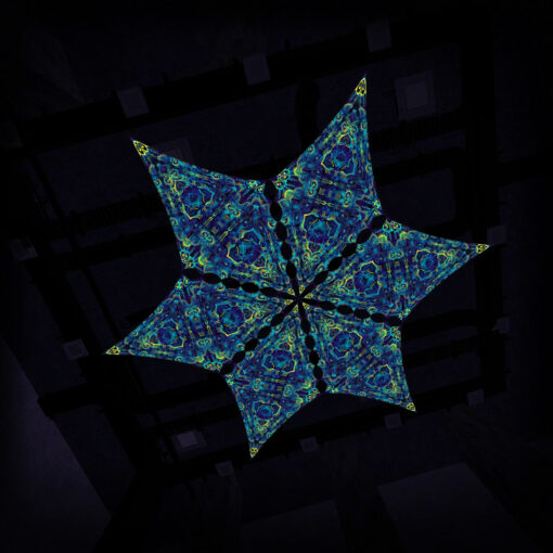 Hexagram "CP-DM04" UV-Reactive Canopy Ceiling Decoration 6 UV-Diamonds 3D-Preview