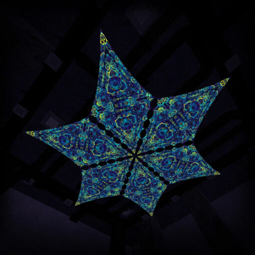 Hexagram "CP-DM04" UV-Reactive Canopy Ceiling Decoration 6 UV-Diamonds 3D-Preview