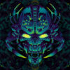 Cyber Nexus - Biomech Trippy Tapestry - Colorful UV Stoner Backdrop UV-Reactive Wall Art