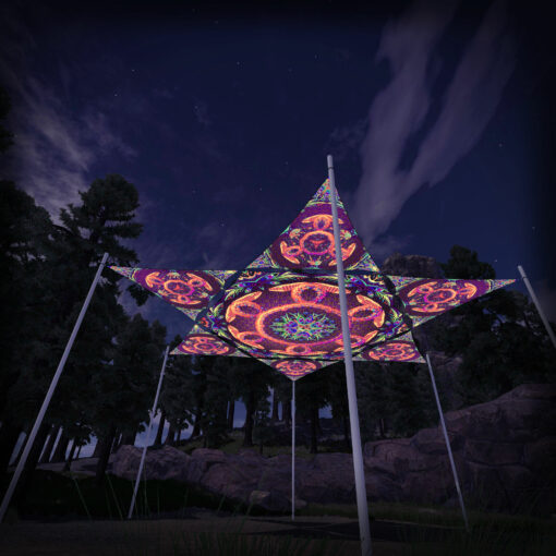 JS-HX01 Hexagon and 6 Triangles JS-TR01 - 3D-Preview - Forest - Psychedelic UV-Reactive Canopy – Ceiling Decoration