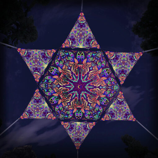 JS-HX02 Hexagon and 6 Triangles JS-TR02 - 3D-Preview - Forest - Psychedelic UV-Reactive Canopy – Ceiling Decoration