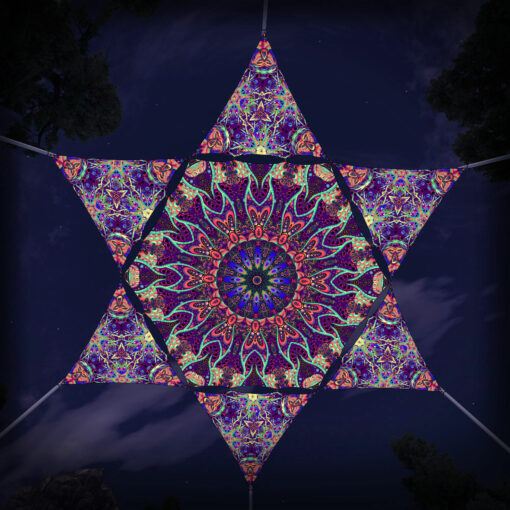 JS-HX03 Hexagon and 6 Triangles JS-TR02 - 3D-Preview - Forest - Psychedelic UV-Reactive Canopy – Ceiling Decoration