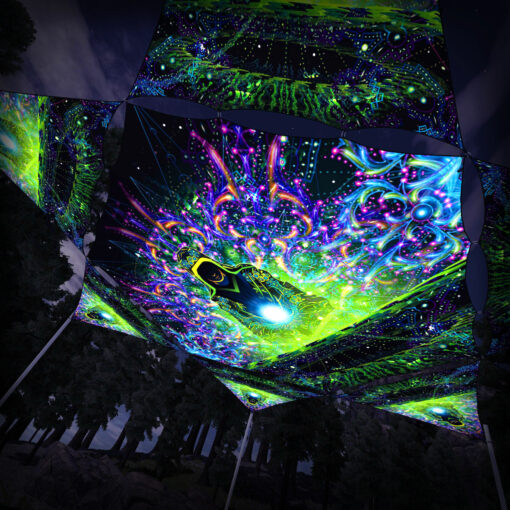EN-HX01 Hexagon and 6 Triangles EN-TR01 - 3D-Preview - Forest - Psychedelic UV-Reactive Canopy – Ceiling Decoration