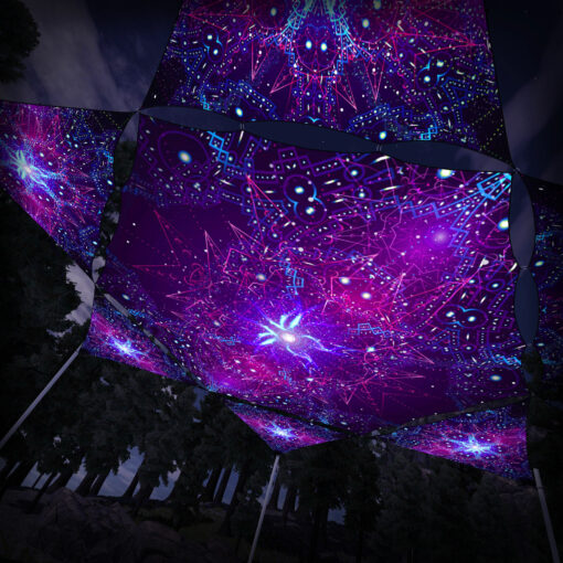 EN-HX03 Hexagon and 6 Triangles EN-TR03 - 3D-Preview - Forest - Psychedelic UV-Reactive Canopy – Ceiling Decoration