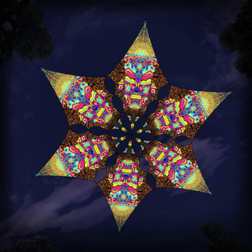 Hexagram "MG-DM01" UV-Reactive Canopy Ceiling Decoration 6 UV-Diamonds 3D-Preview
