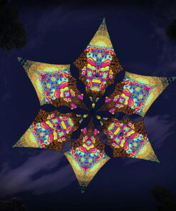 Hexagram "MG-DM03"&"MG-DM01" UV-Reactive Canopy Ceiling Decoration 6 UV-Diamonds 3D-Preview